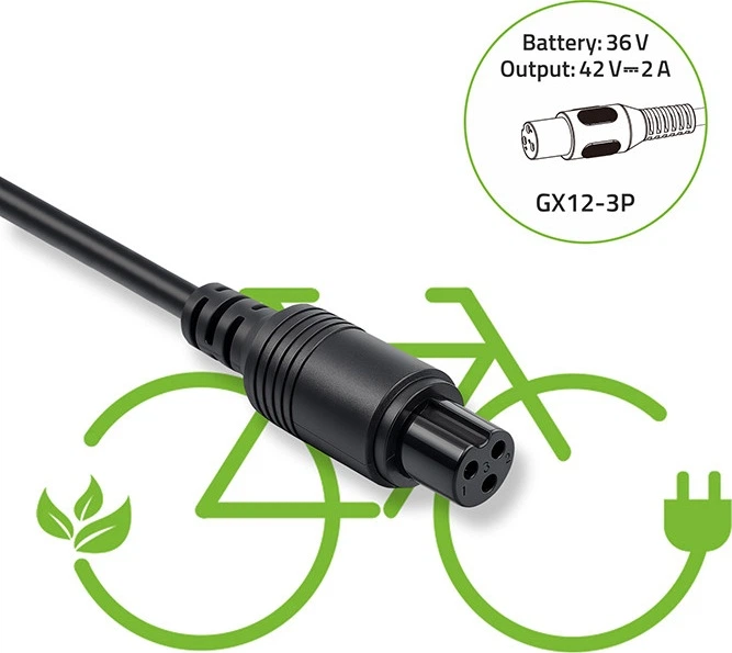 Ładowarka do roweru elektrycznego Qoltec 36 V 42 V 2 A GX12-3 Pin (5901878526195) - obraz 10