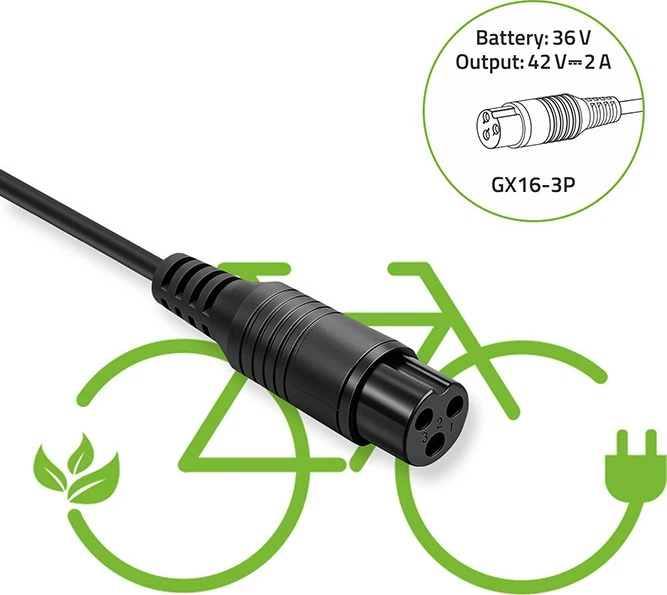 Szybka ładowarka do roweru elektrycznego Qoltec 36 V 42 V 2 A 3P-GX16 (5901878526188) - obraz 6