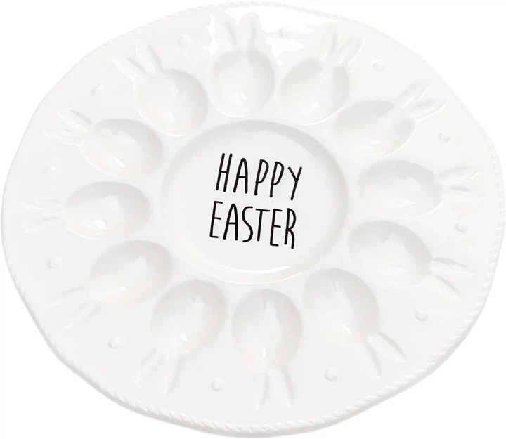 Talerz na jajka Homla Balsh z napisem biały 28 cm (5904183845210) - obraz 2