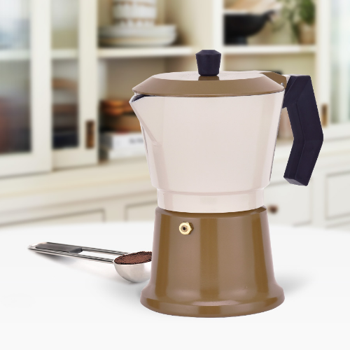Кавоварка гейзерна 450мл алюмінієва бежевий MR-1657-9-BEIGE Espresso Moka Maestro - Фото 4 Кавоварка гейзерна 450мл алюмінієва бежевий MR-1657-9-BEIGE Espresso Moka Maestro - изображение 4