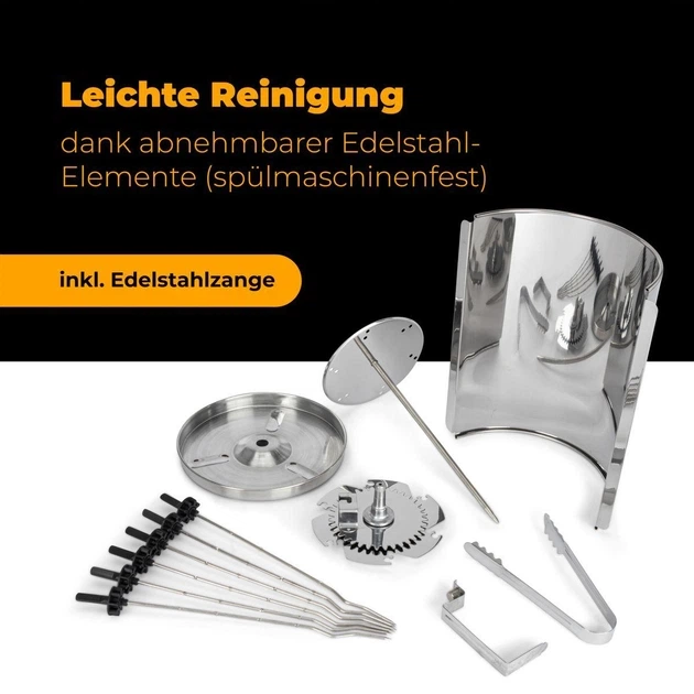 Электрошашлычница Clatronic DVG 3686 вертикальный мультигриль для шашлыка/шаурмы и курицы-гриль 6 шампуров 1400 Вт 3в1 (3686) - изображение 8