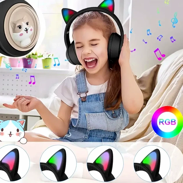 Бездротові Bluetooth навушники з котячими вушками 400 мАг до 10 години чорні для дітей модель MDR CAT + BT - Фото 5 Бездротові Bluetooth навушники з котячими вушками 400 мАг до 10 години чорні для дітей модель MDR CAT + BT - зображення 5