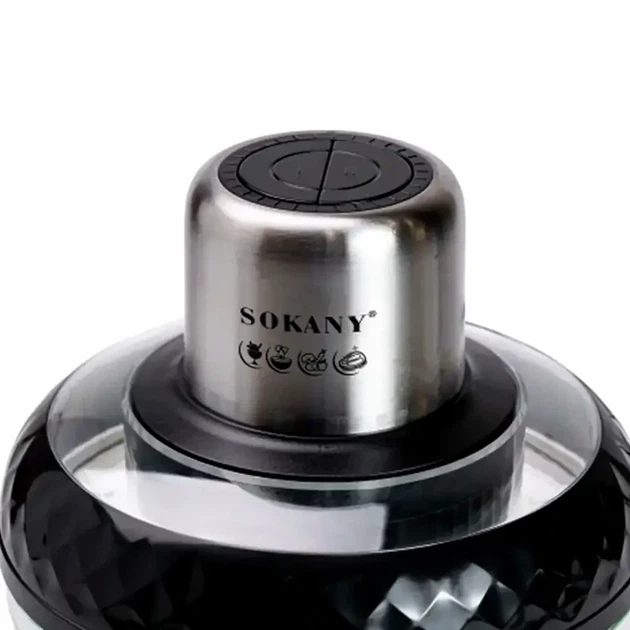 Подрібнювач кухонний комбайн Sokany SK-06008 800 Вт 2 швидкості 2 чаші скло для м'яса овочів фруктів - Фото 5 Подрібнювач кухонний комбайн Sokany SK-06008 800 Вт 2 швидкості 2 чаші скло для м'яса овочів фруктів - зображення 5