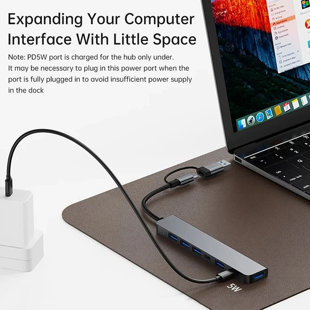 Хаб 7 в 1 SD/TF HDMI 4K30Hz USB2.0 USB 3.0 Type-C PD 100W Stone ST-H29 - Фото 5 Хаб 7 в 1 SD/TF HDMI 4K30Hz USB2.0 USB 3.0 Type-C PD 100W Stone ST-H29 - изображение 5