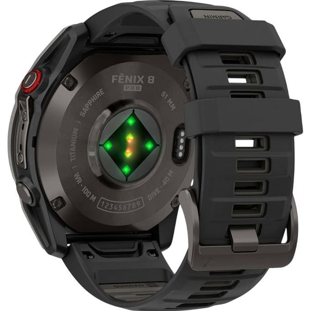 Смарт-часы Garmin Fenix 8 Pro AMOLED Sapphire 51mm Carbon Gray DLC Titanium with Black/Pebble Gray Silicone Band (010-03199-00/01) - Фото 6 Смарт-часы Garmin Fenix 8 Pro AMOLED Sapphire 51mm Carbon Gray DLC Titanium with Black/Pebble Gray Silicone Band (010-03199-00/01) - изображение 6