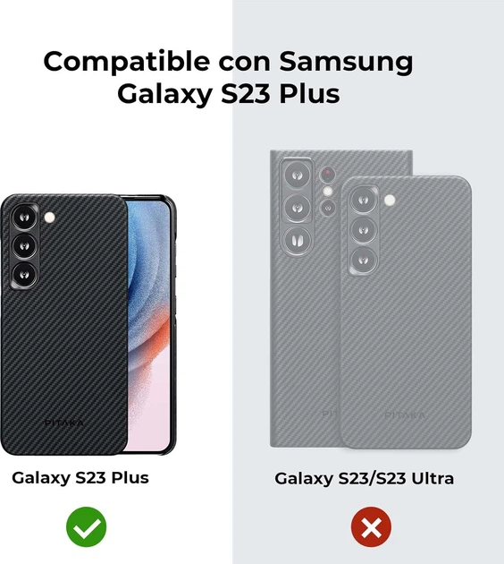 Чехол Pitaka MagEZ MagSafe Case 3 для Samsung Galaxy S23 Plus (S916) Twill Black/Grey KS2301S - изображение 7