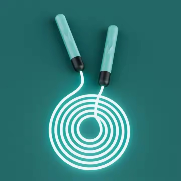 Светодиодная скакалка 2.8 м с LED подсветкой для спорта детей и взрослых голубая JDT-0849321 - Фото 1 Светодиодная скакалка 2.8 м с LED подсветкой для спорта детей и взрослых голубая JDT-0849321 - изображение 1