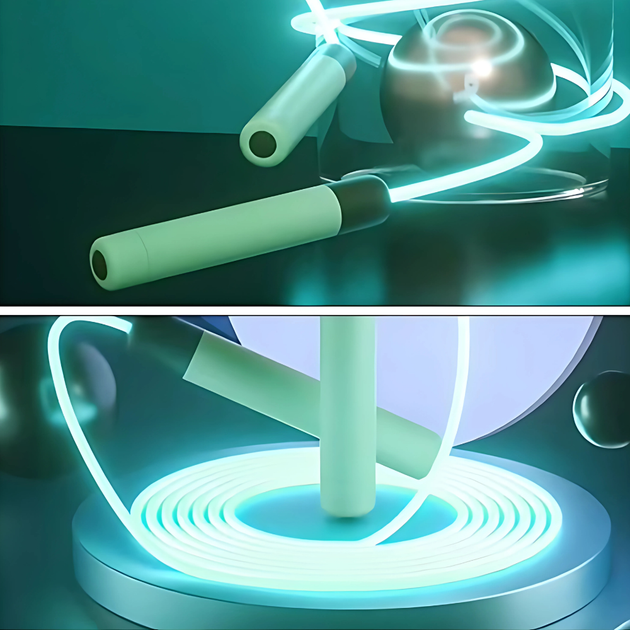 Светодиодная сияющая скакалка с LED подсветкой для спорта детей и взрослых 2.8 м зеленая JDT-0849164 - изображение 3