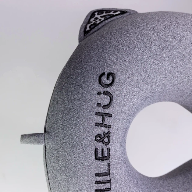 Подушка для шеи U-образная Memory Foam темно-серая 30х30х10 см для авиаперелетов и путешествий - зображення 5