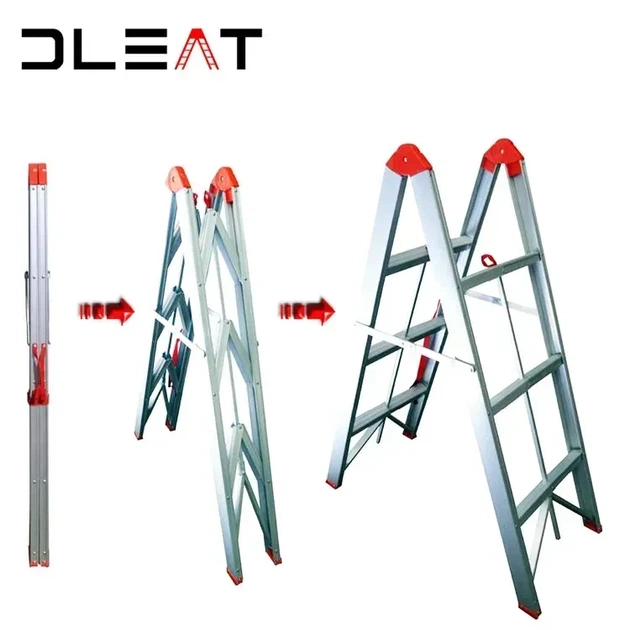 Стремянка алюминиевая раскладная двухсторонняя, 1.7 м, DLEAT JDT-1020-S05 (22) - изображение 3