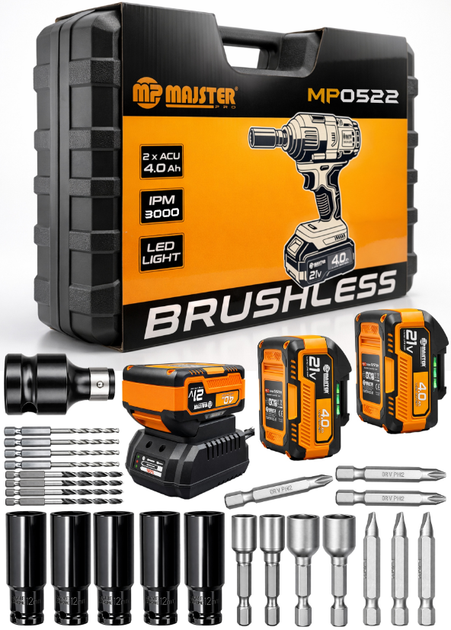 Гайковерт ударний акумуляторний 500Нм Majster Pro - Фото 10 Гайковерт ударний акумуляторний 500Нм Majster Pro - зображення 10