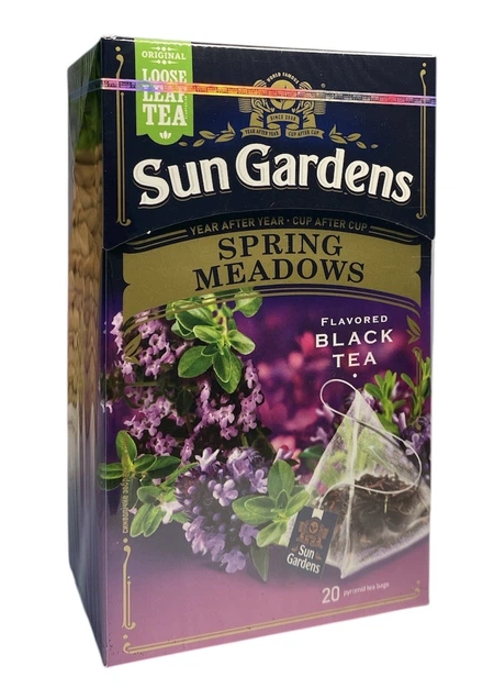 Чай черный байховый Sun Gardens Spring Meadows со вкусом персика 20 пирамидок - Фото 1 Чай черный байховый Sun Gardens Spring Meadows со вкусом персика 20 пирамидок - изображение 1
