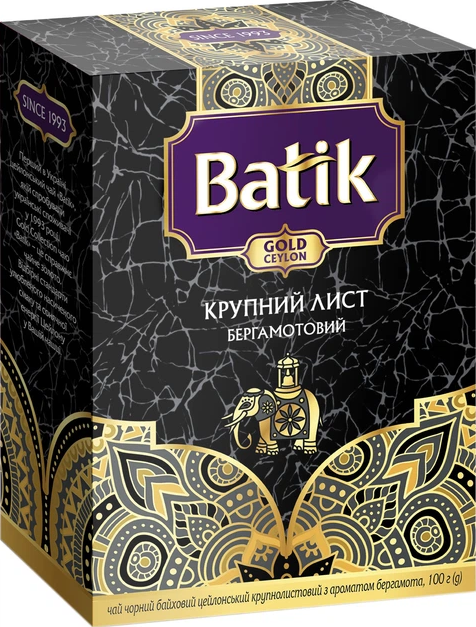 Чай черный Batik Gold Крупный лист Бергамотовый 100г - Фото 1 Чай черный Batik Gold Крупный лист Бергамотовый 100г - изображение 1