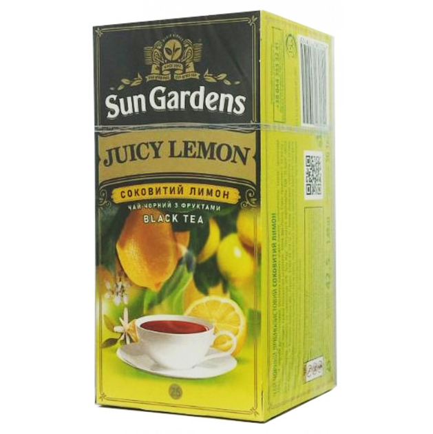 Чорний чай Sun Gardens Juicy Lemon 25 пакетів - Фото 1 Чорний чай Sun Gardens Juicy Lemon 25 пакетів - зображення 1