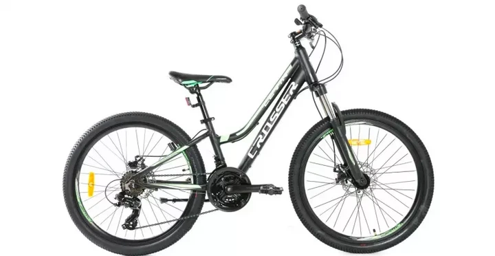 Велосипед гірський алюмінієвий підлітковий 24″ Crosser levin рама 12 Чорно-зелений - зображення 2