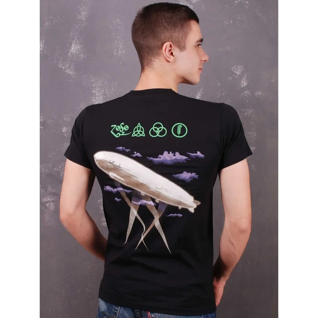 Футболка Led Zeppelin Green Logo M Чорний - Фото 2 Футболка Led Zeppelin Green Logo M Чорний - изображение 2