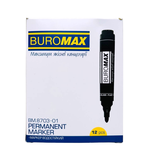 Маркер JOBMAX BM 8703-01 водостійкий чорний 2-4 мм 12 шт 7385 - Фото 1 Маркер JOBMAX BM 8703-01 водостійкий чорний 2-4 мм 12 шт 7385 - изображение 1