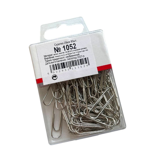 Скріпки Shinerichy 28 мм метал 6967 80 шт 1524 - изображение 2