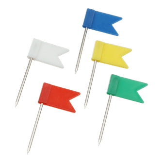 Кнопки-гвіздки BUROMAX 5152, 30шт. кольорові прапорці, пласт. уп. (10) /BM.5152/ - зображення 2