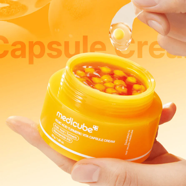 Осветляющий капсульный крем с койевой кислотой и куркумой Medicube Kojic Acid Turmeric Vita Capsule Cream, 53 г - изображение 3