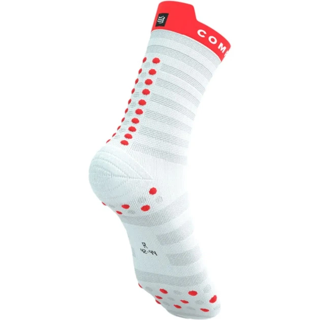 Носки для бега с усиленным носком Compressport Pro Racing Socks V4.0 Ultralight Run High White/fluo red/black S (100077552) - изображение 5