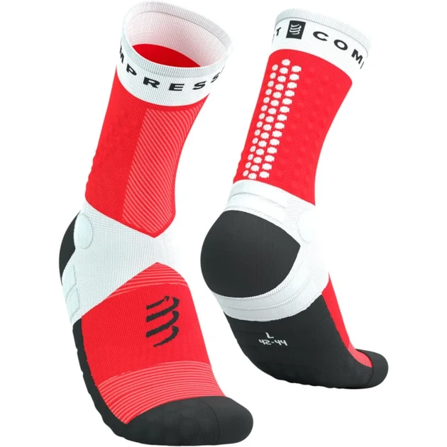 Бігові шкарпетки для марафону на довгі дистанції Compressport Ultra Trail Socks V2.0 White/fluo red S (100081355) - зображення 2