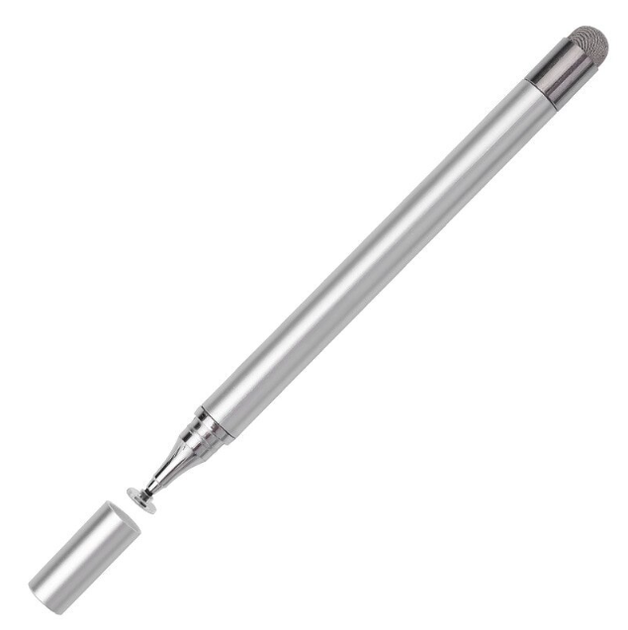 Универсальный стилус 2 в 1 Pencil Duo серебристый карандаш для всех сенсорных экранов Android iOS Windows - Фото 1 Универсальный стилус 2 в 1 Pencil Duo серебристый карандаш для всех сенсорных экранов Android iOS Windows - изображение 1