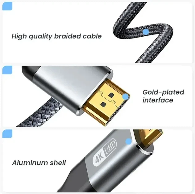 Кабель мультимедийный HDMI to Mini HDMI v2.0 4K UltraHD 3 метра в оплетке - изображение 2