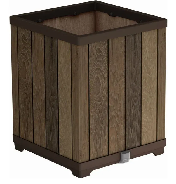 Горщик для квітів Keter Deco square planter 261033 горіх - Фото 1 Горщик для квітів Keter Deco square planter 261033 горіх - изображение 1
