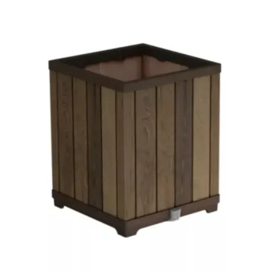 Горщик для квітів Keter Deco square planter 261033 горіх - Фото 2 Горщик для квітів Keter Deco square planter 261033 горіх - изображение 2