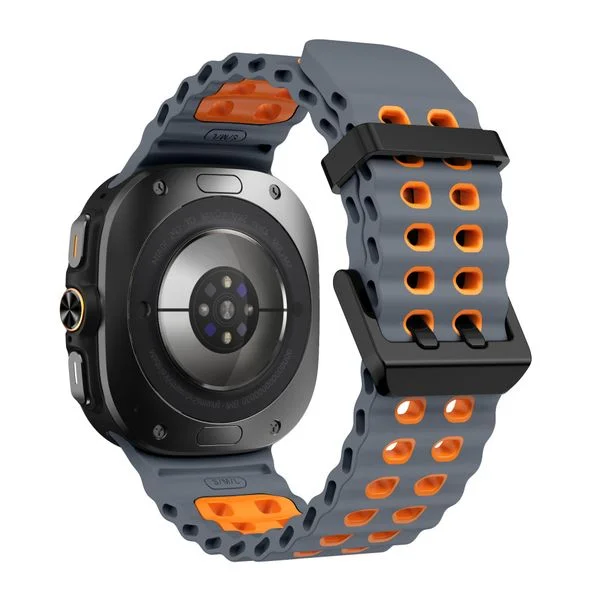 Перфорований ремінець Wave Classic для Samsung Galaxy Watch Ultra / Ultra (2025) – сіро-помаранчевий / силікон (WC835) - зображення 2