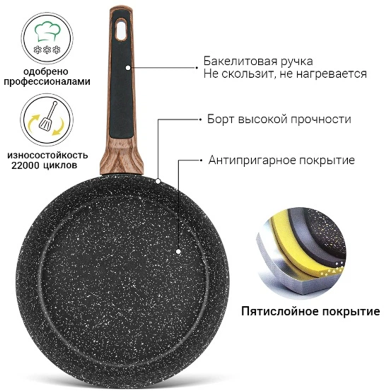 Сковорода Fissman Diamond 24см (14305) - Фото 4 Сковорода Fissman Diamond 24см (14305) - изображение 4