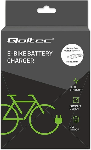 Швидка зарядка для електровелосипедів та самокатів Qoltec 36 В 42 В 4 A 5.5 x 2.1 (5901878526126) - зображення 13