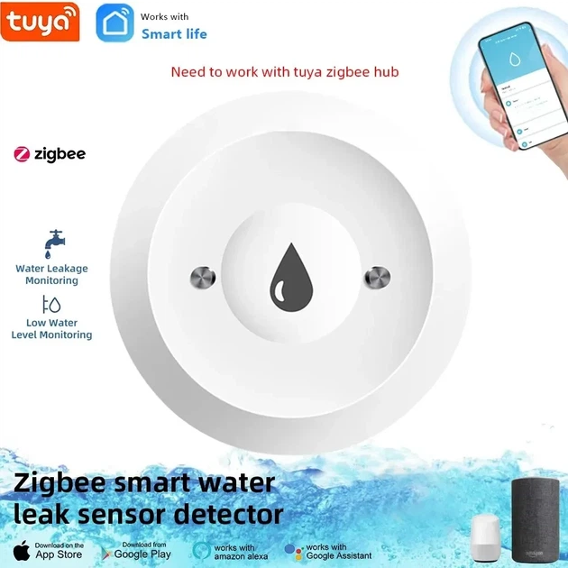 Датчик утечки воды ZigBee Детектор затопления Tuya - Фото 1 Датчик утечки воды ZigBee Детектор затопления Tuya - изображение 1