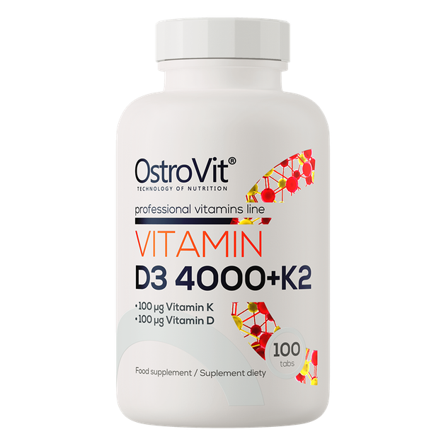 Біодобавка Вітамін D3+K2 Ostrovit (Vitamin D3 4000+K2) 4000 МО 100 таблеток OST20278 - Фото 1 Біодобавка Вітамін D3+K2 Ostrovit (Vitamin D3 4000+K2) 4000 МО 100 таблеток OST20278 - зображення 1