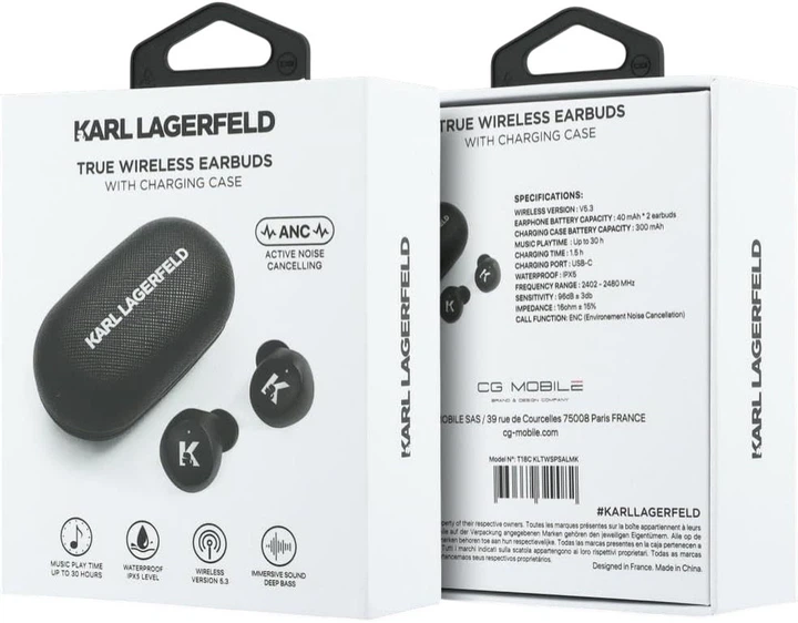 Słuchawki Karl Lagerfeld Saffiano Logo ENC Black (3666339609962) - obraz 5