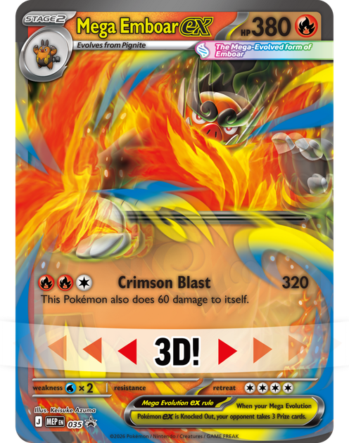 Набір карток Pokemon TCG: Mega Evolution - Ascended Heroes - Mega Emboar ex Box (196214132092) - зображення 4
