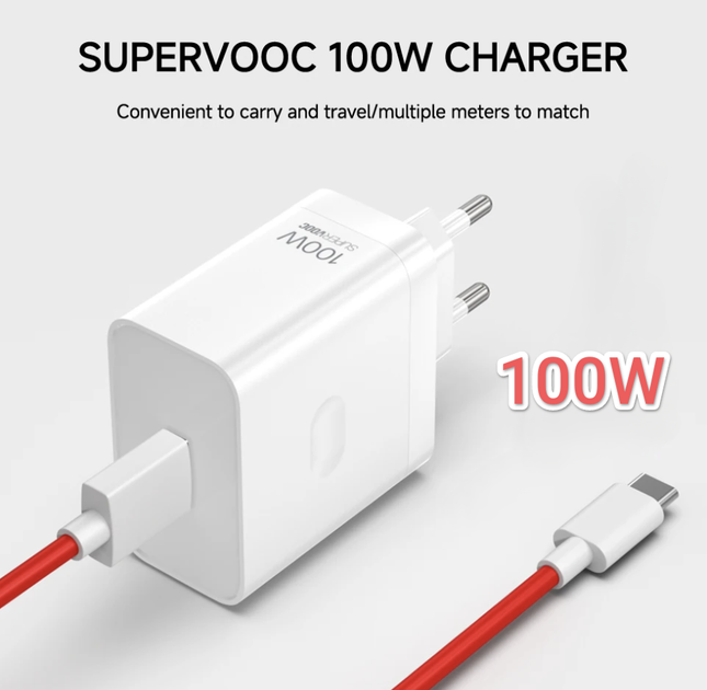 Зарядний пристрій + кабель OPPO SuperVOOC 100W, для Vivo, OPPO, Realme, OnePlus смартфонів та планшетів, швидка зарядка - Фото 1 Зарядний пристрій + кабель OPPO SuperVOOC 100W, для Vivo, OPPO, Realme, OnePlus смартфонів та планшетів, швидка зарядка - зображення 1