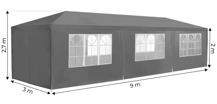 Cадовий павільйон-намет ModernHome by Multistore MultiGarden PAW 3X9 GRAY - зображення 3