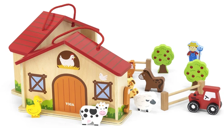 Ігровий набір Viga Дерев'яна ферма у валізі (6934510516185) - зображення 4