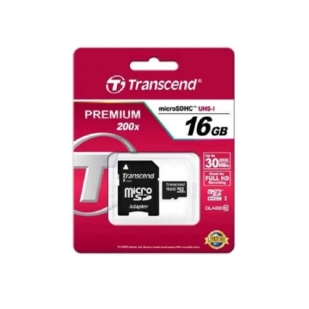 Карта пам'яті MicroSD 16Gb Transcend/C10+SD - изображение 3