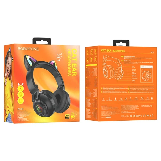 Навушники BT Borofone BO18 Cat Ear (Black) - Фото 2 Навушники BT Borofone BO18 Cat Ear (Black) - изображение 2