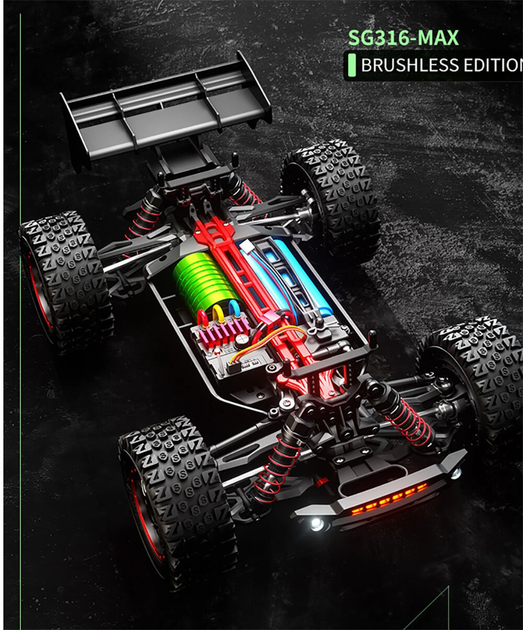 Радиоуправляемая машинка ZLL SG316 MAX 1:16 4WD 80 км/ч — скоростной RC внедорожник, дрифт машинка на пульте - изображение 7