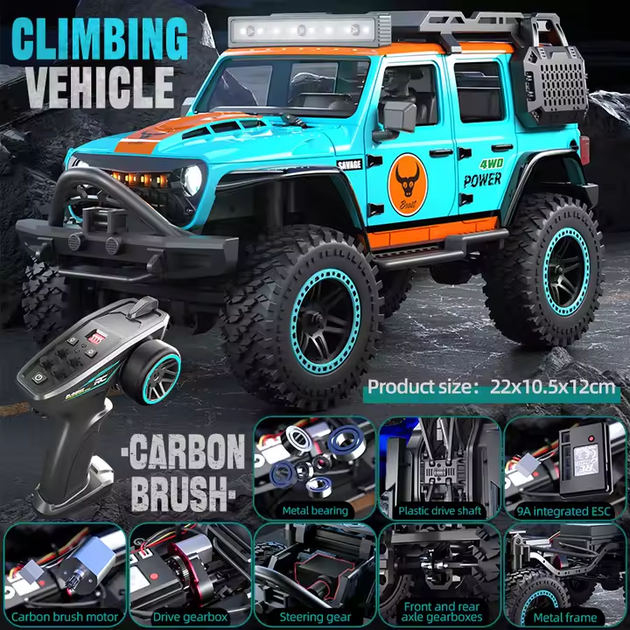Радіокерована машинка ZLL SG206 PRO 1:20 4WD на пульті керування до 40 км/год, RC позашляховик, щітковий двигун, LED, металевий привід - зображення 6