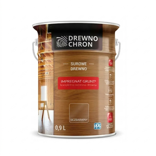 Ґрунтовка Drewnochron Impregnat Grunt R+ для дерева безбарвна 0,9л - Фото 1 Ґрунтовка Drewnochron Impregnat Grunt R+ для дерева безбарвна 0,9л - зображення 1