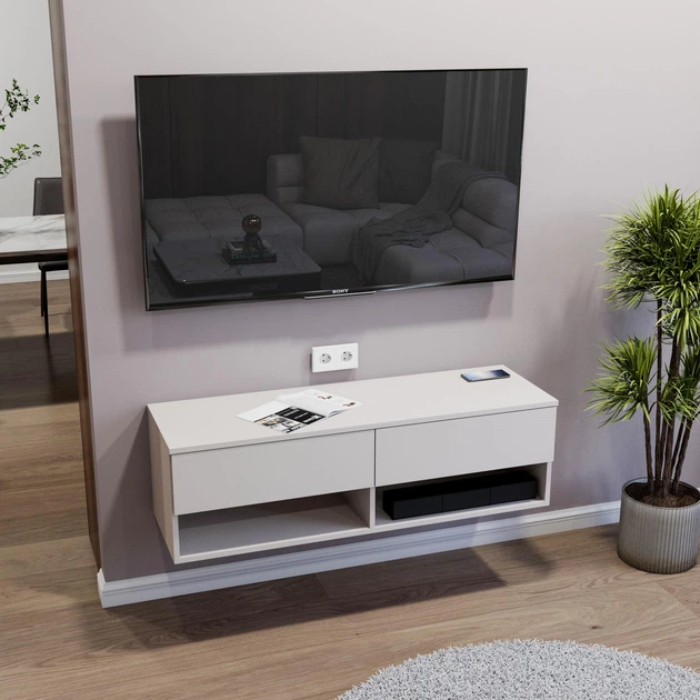 Тумба под телевизор навесная без ручек Istad 120.2x38x36 см Кашемир - Фото 1 Тумба под телевизор навесная без ручек Istad 120.2x38x36 см Кашемир - изображение 1