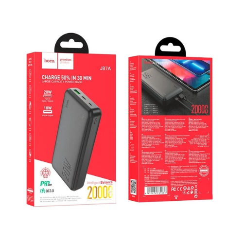 Павербанк 20000 mAh Hoco J87A 20W QC+PD чорний - зображення 2