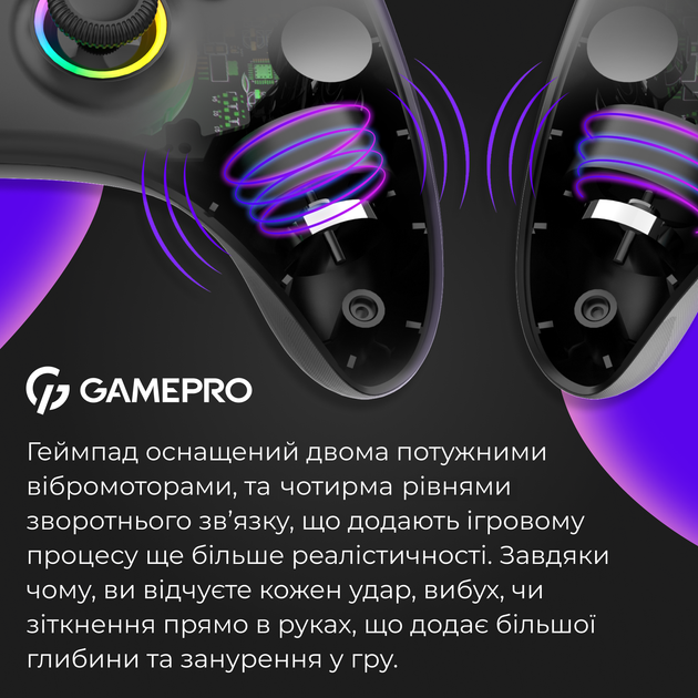 Бездротовий геймпад GamePro із зарядною станцією GPX13BDOC BT 5.3/USB/2.4 ГГц (Switch/PC/iOS/Android) RGB Black - Фото 13 Бездротовий геймпад GamePro із зарядною станцією GPX13BDOC BT 5.3/USB/2.4 ГГц (Switch/PC/iOS/Android) RGB Black - зображення 13