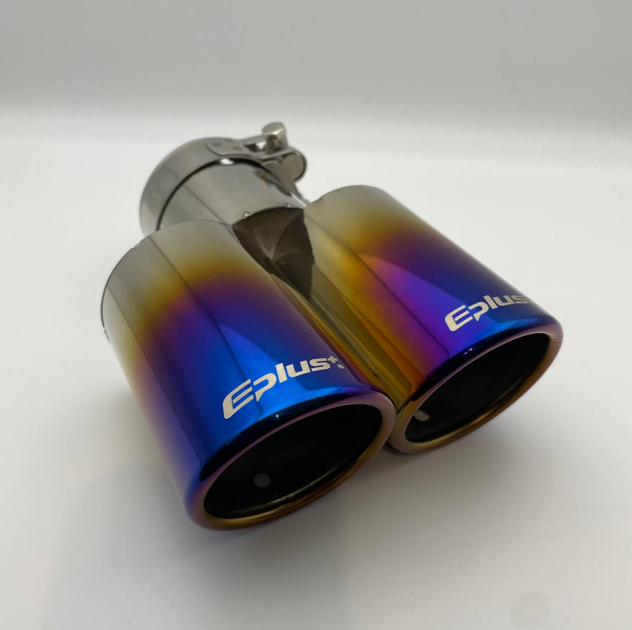 Двойная насадка на глушитель Eplus Blue/Gold из нержавеющей стали (универсальная) 52-58мм - изображение 4