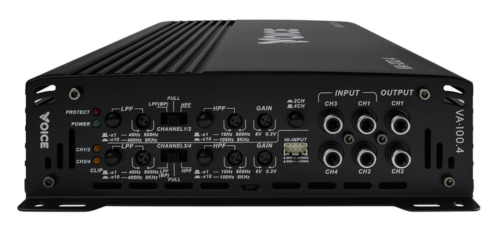 Автомобильный усилитель на 4 динамика Voice VA-100.4, 4×100 Вт RMS, класс AB, мист 2×270 Вт - изображение 4